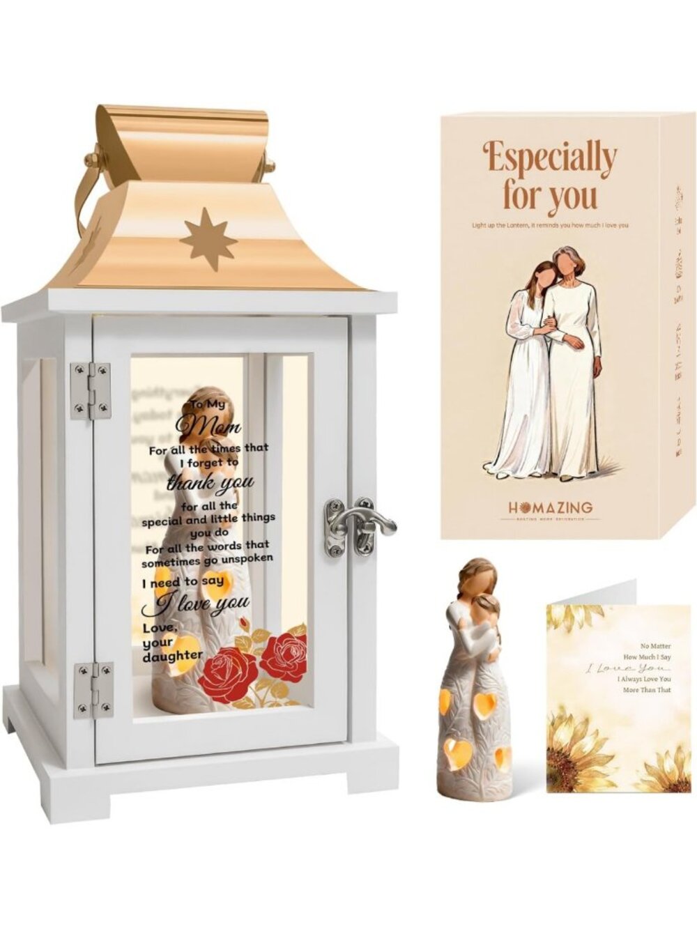 Unique Mother Figurine Lantern - Thoughtful Gifts for Mom from Daughter, Perfect